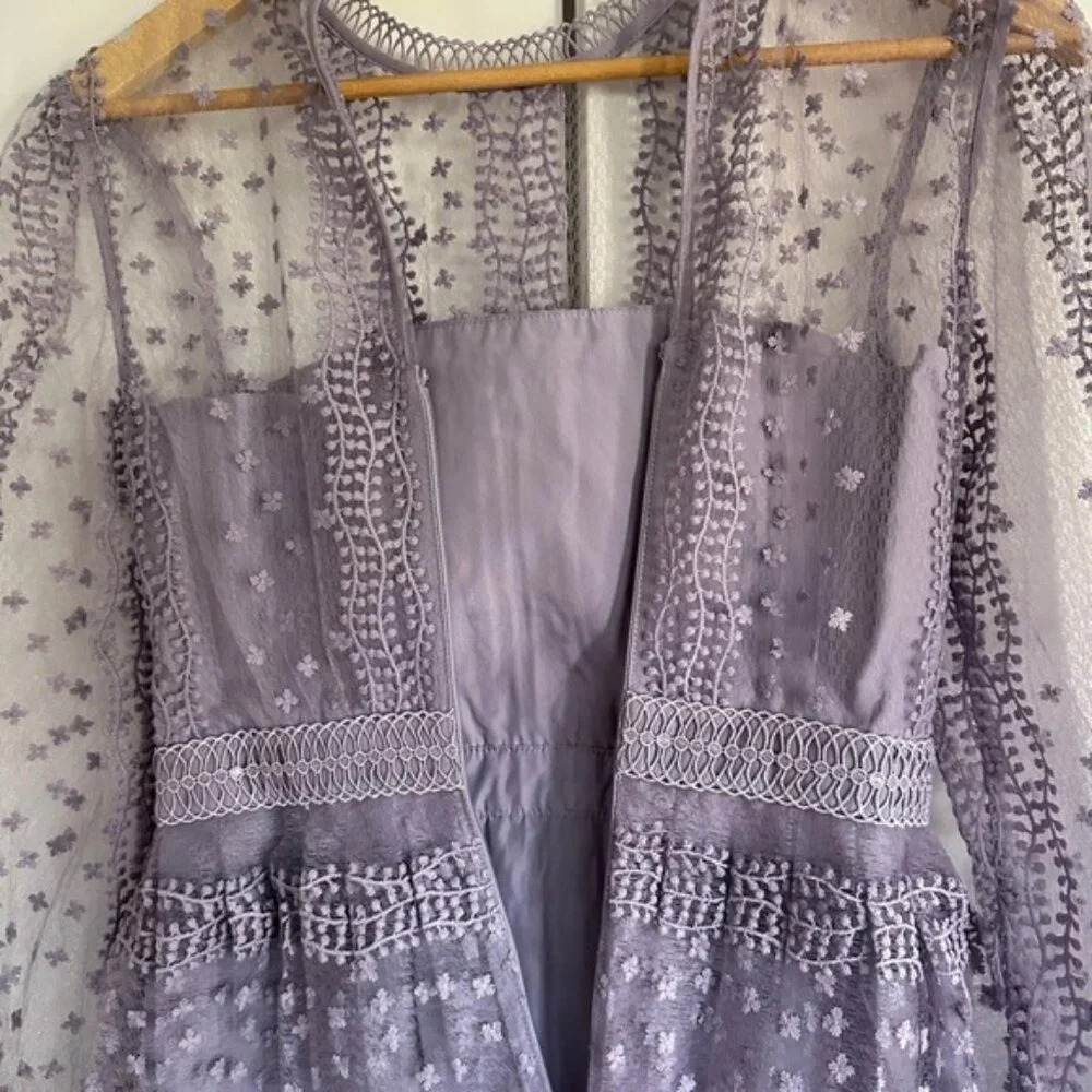 NEW Self-Portrait Lilac Purple Tiered Midi Dress | size UK 6 / US 2 - Picture 12 of 13